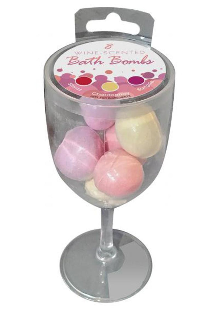 Wine Scented Bath Bombs 3 Scents (8 Bombs Per Glass - Assorted Colors