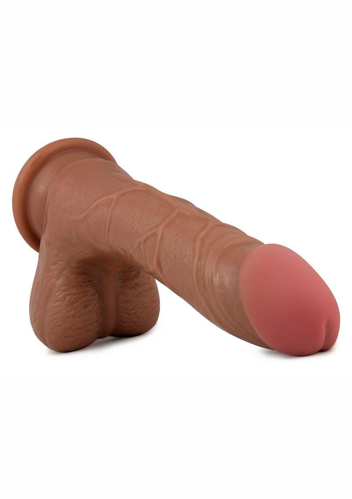 X5 Grinder Dildo with Balls - Brown/Caramel - 8.5in