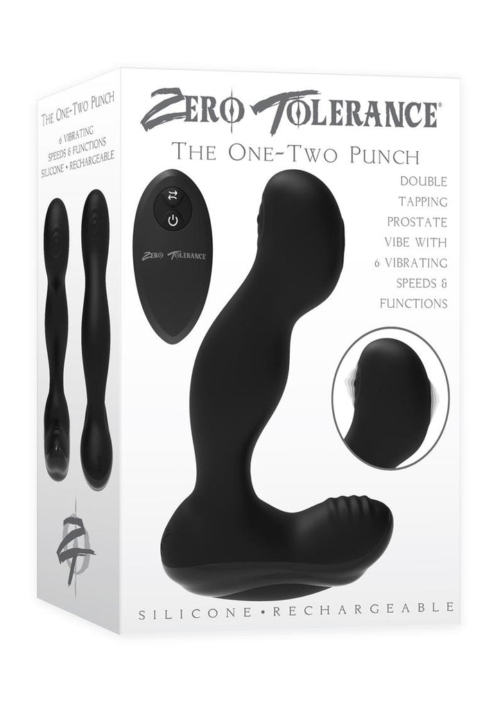 Zero Tolerance The One-Two Punch Silicone Rechargeable Prostate Massager with Remote Control - Black