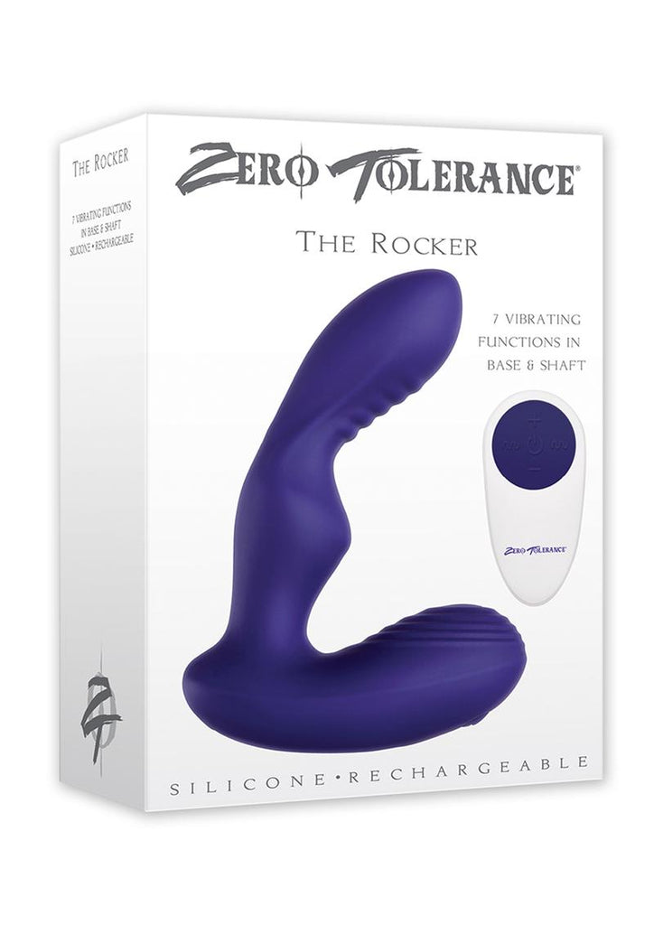 Zero Tolerance The Rocker Rechargeable Silicone Vibrating Prostate Massager with Remote Control - Navy Blue/Purple