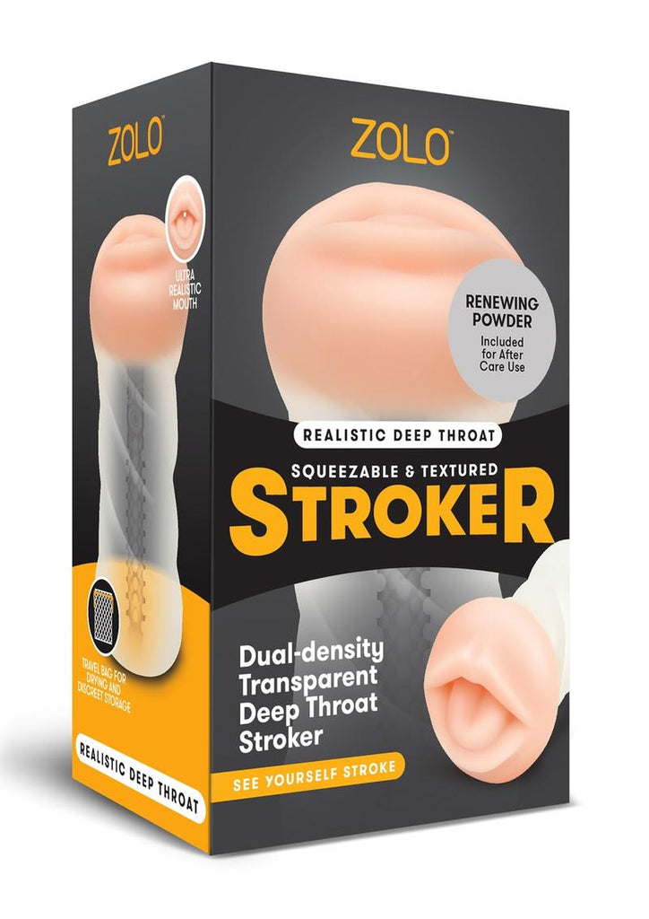 ZOLO Squeezable Deep Throat Masturbator - Mouth - Clear/Vanilla