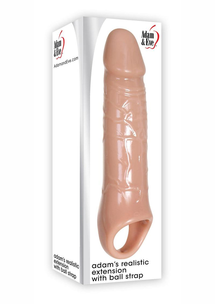 Adam and Eve - Adam's Realistic Extension with Ball Strap Penis Extension - Flesh/Vanilla
