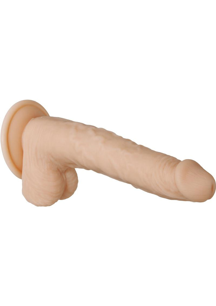 Adam and Eve - Adam's Rechargeable Silicone Vibrating Dildo with Balls - Flesh/Vanilla - 9in