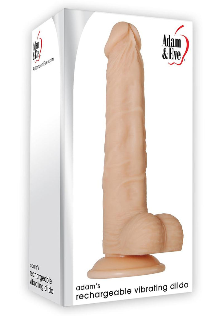 Adam and Eve - Adam's Rechargeable Silicone Vibrating Dildo with Balls - Flesh/Vanilla - 9in