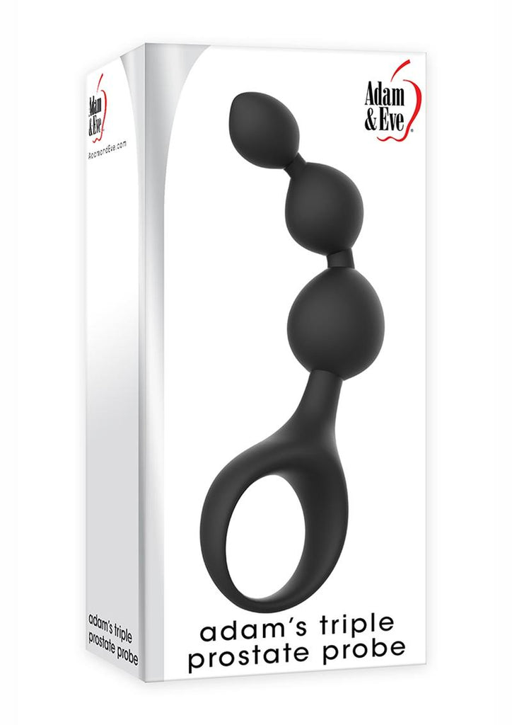 Adam and Eve - Adam's Triple Prostate Probe Silicone Anal Beads - Black
