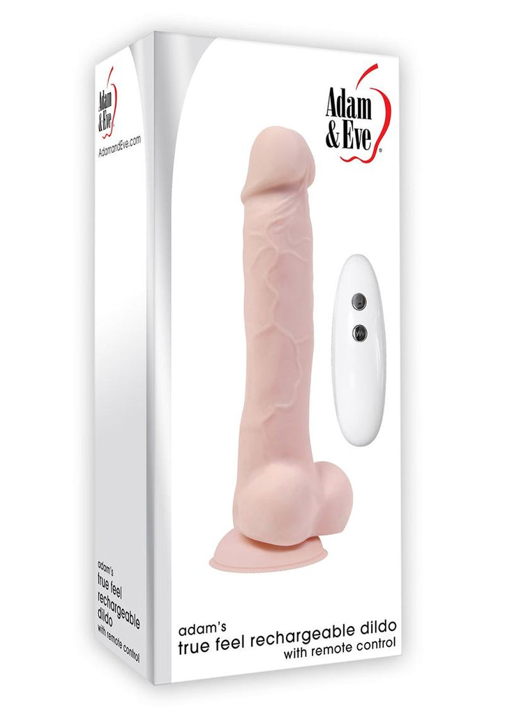 Adam and Eve - Adam's True Feel Rechargeable Dildo with Remote Control - Flesh/Vanilla - 7in