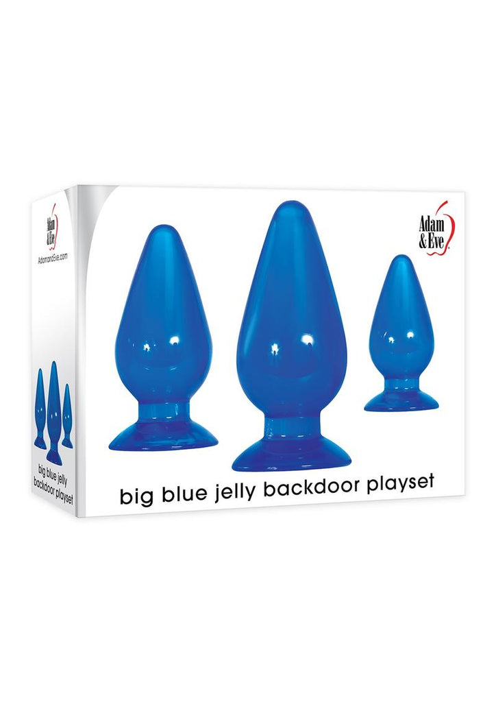 Adam and Eve Big Blue Jelly Backdoor Anal Plugs Playset - Blue - Set Of 3