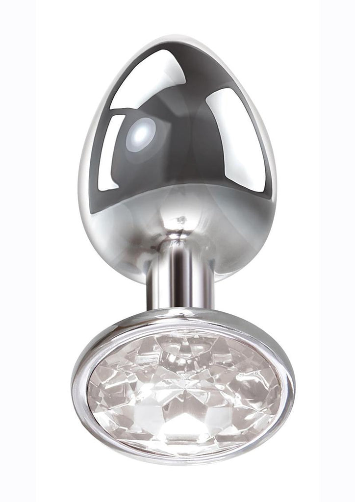 Adam and Eve Clear Gem Anal Plug - Clear/Metal - Large