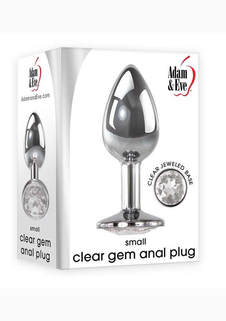 Adam and Eve Clear Gem Anal Plug - Clear/Metal - Small