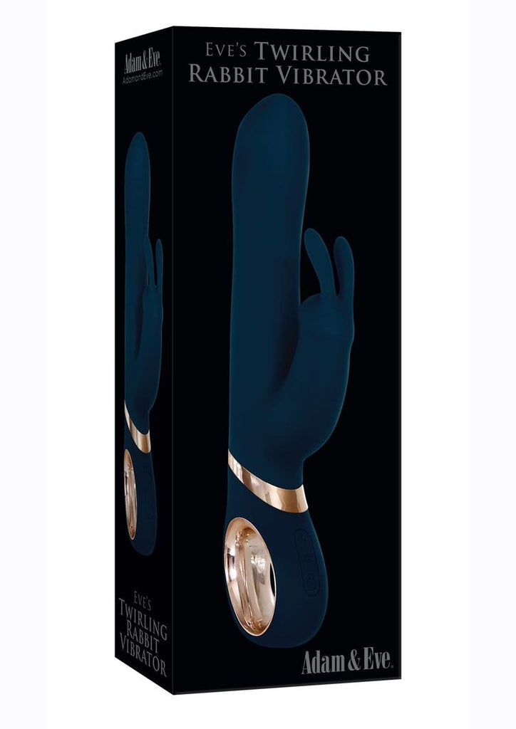 Adam and Eve - Eve's Twirling Silicone Rechargeable Rabbit Vibrator with Remote Control - Blue/Gold/Navy