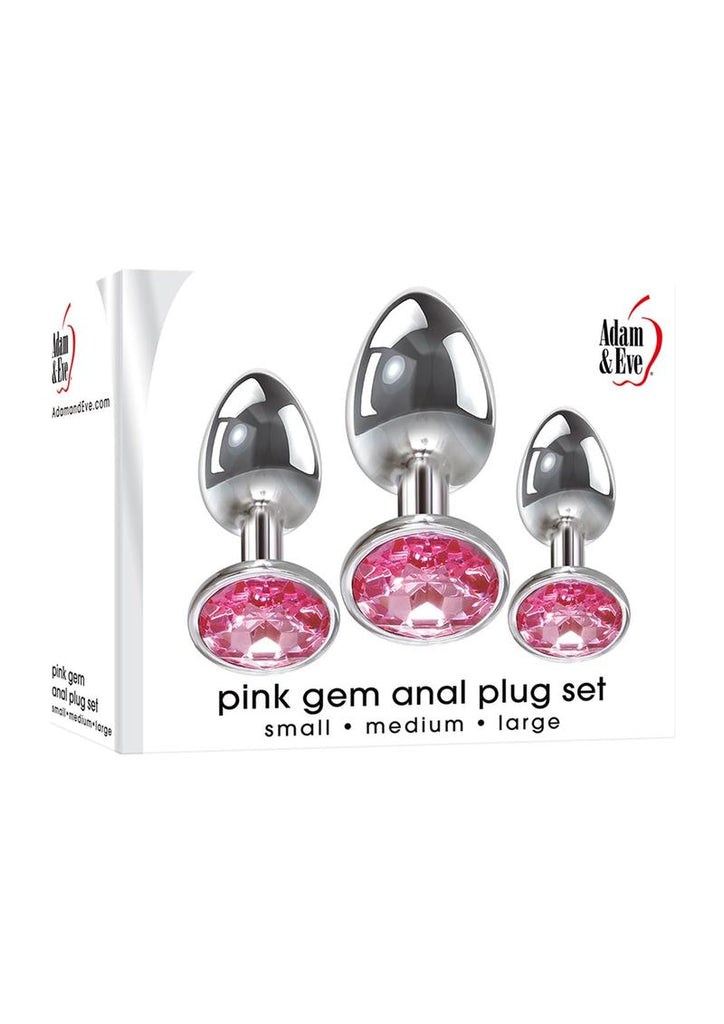 Adam and Eve Gem Anal Plug - Metal/Pink - Set
