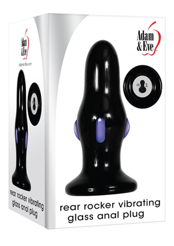 Adam and Eve Rear Rocker Vibrating Rechargeable Glass Anal Plug - Black