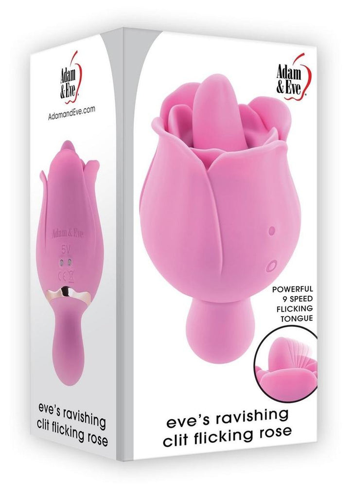 Adam and Eve 's Ravishing Clit Flicking Rose Rechargeable Silicone Clitoral Stimulator - Pink