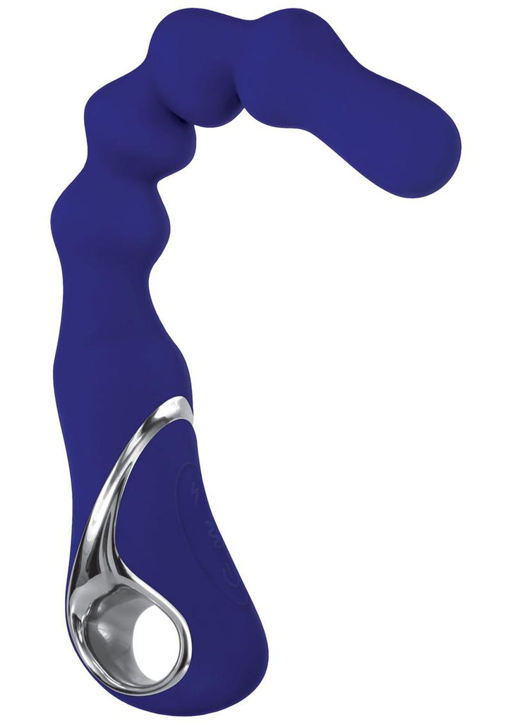 Adam and Eve The Bad Ass Booty Vibrator with Power Boost Rechargeable Silicone Anal Beaded Vibrator - Blue