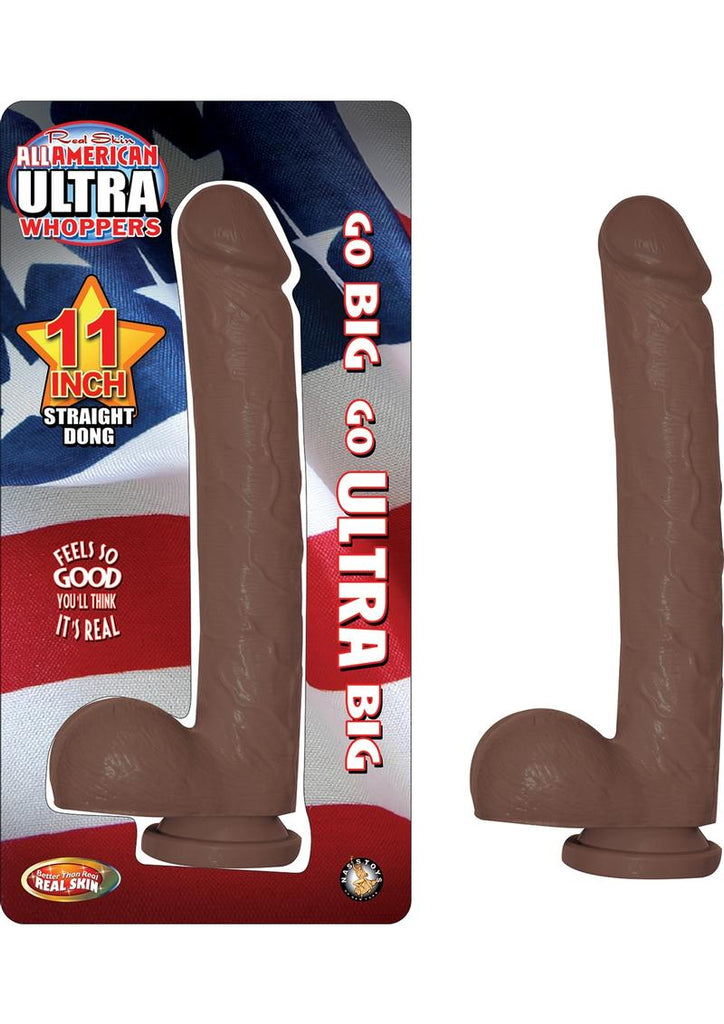 All American Ultra Whoppers Straight Dildo - Brown/Chocolate - 11in