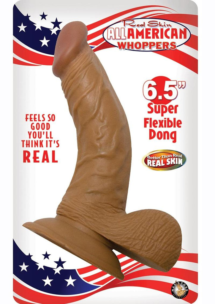 All American Whoppers Dildo with Balls Latin - Brown/Caramel - 6.5in