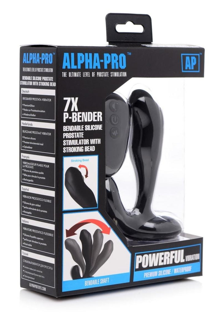 Alpha-Pro Bendable Prostate Stimulator with Stroking Bead - Black