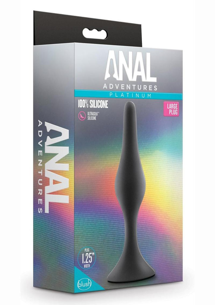 Anal Adventures Platinum Silicone Beginner Plug - Black - Large