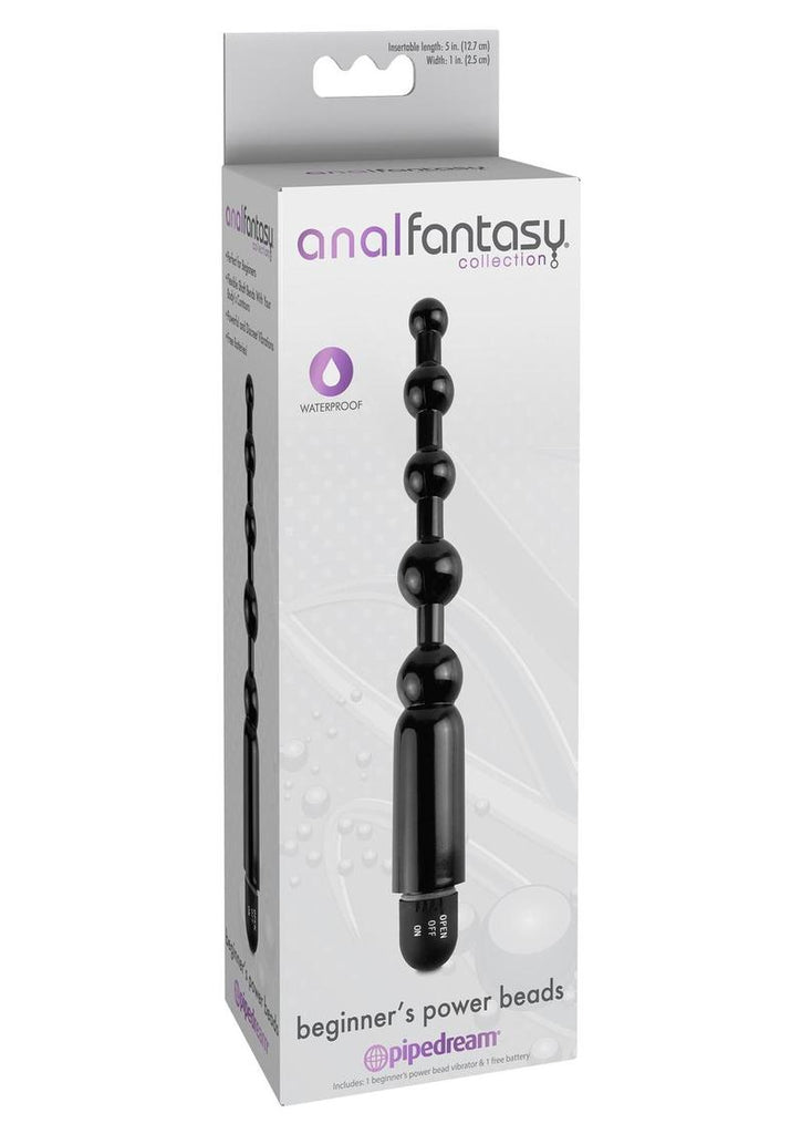 Anal Fantasy Collection Beginner's Power Beads Waterproof - Black - 5in
