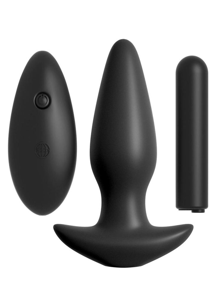 Anal Fantasy Collection Remote Control Silicone Plug Waterproof - Black - 4in