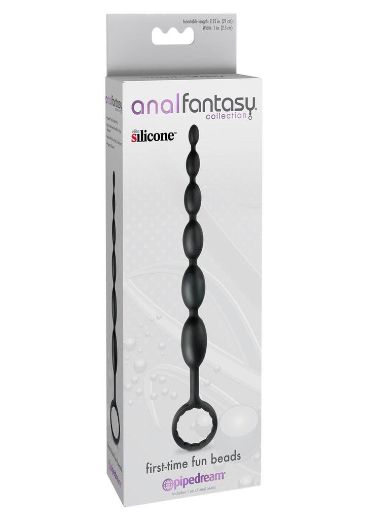 Anal Fantasy Collection Silicone First Time Fun Beads - Black - 8.25in