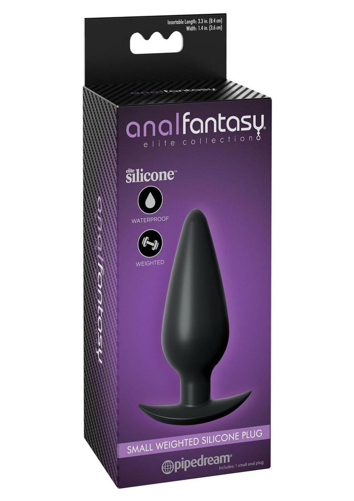 Anal Fantasy Elite Collection Small Weighted Silicone Plug Waterproof - Black - Small - 4.1in/4.4oz