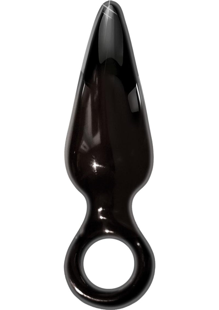 Anal Fever Mini Glass Pleasure Plug - Black - Small - 4.25in