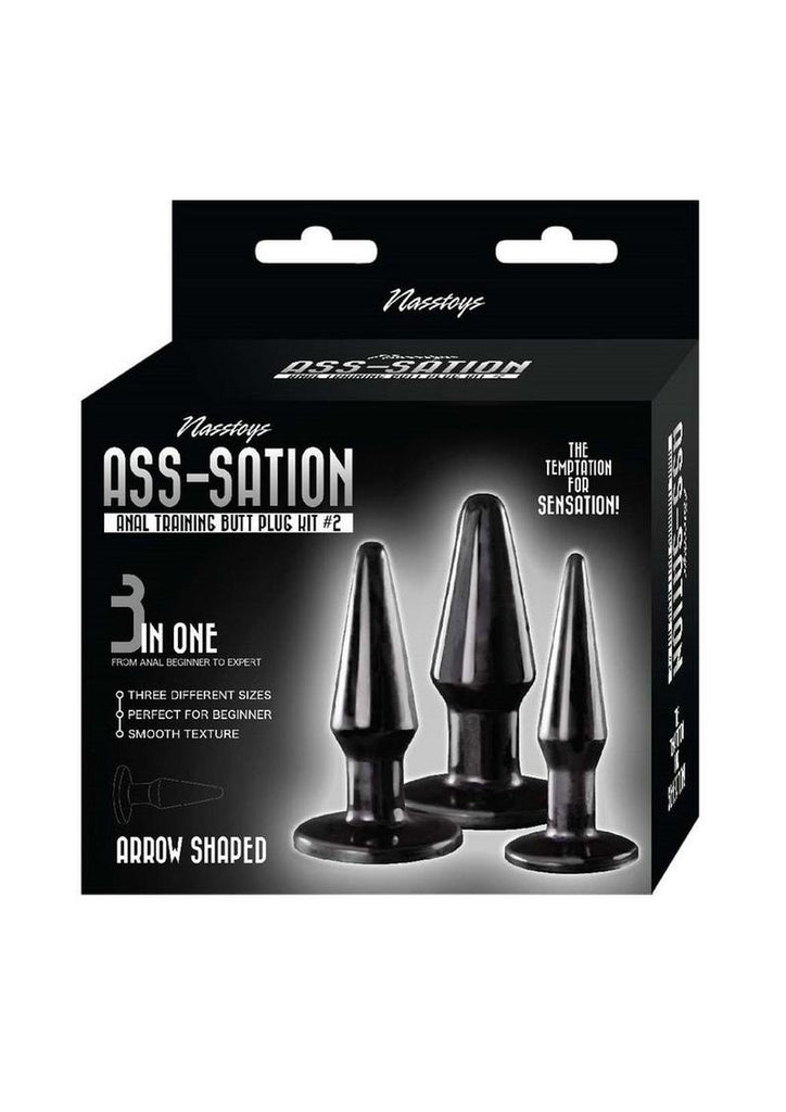 Ass-Sation Kit #2 Anal Trainer Butt Plug - Black - 3 Piece/Set
