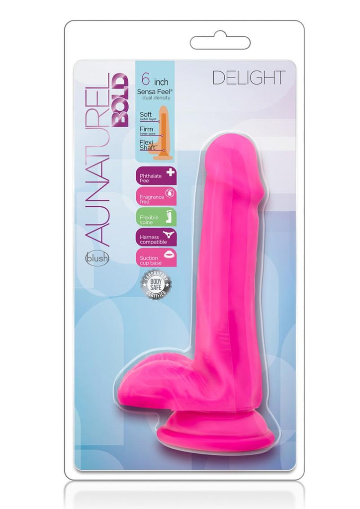 Au Naturel Bold Delight Dildo with Suction Cup - Pink - 6in