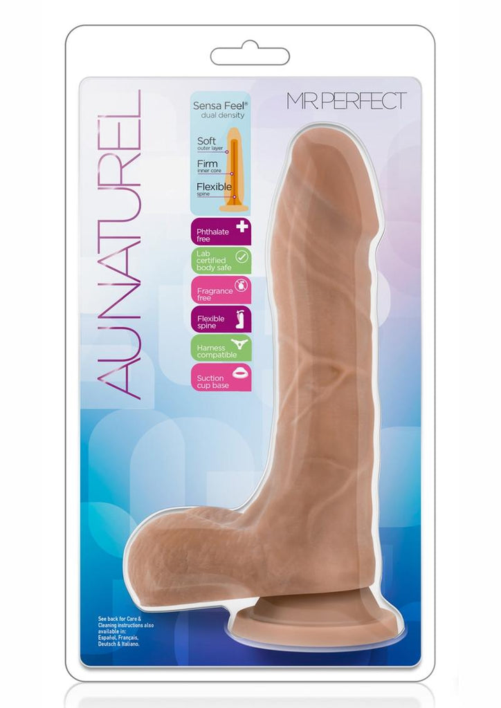Au Naturel Mister Perfect Dildo with Balls - Brown/Caramel - 8.5in