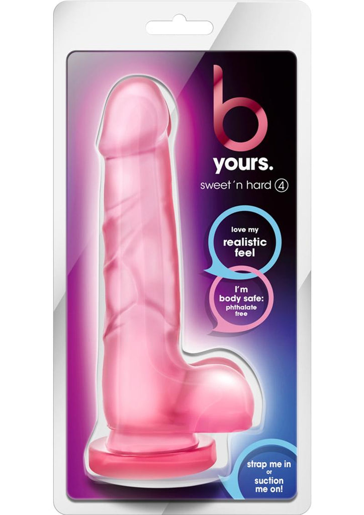 B Yours Sweet N' Hard 4 Dildo with Balls - Pink - 10.5in