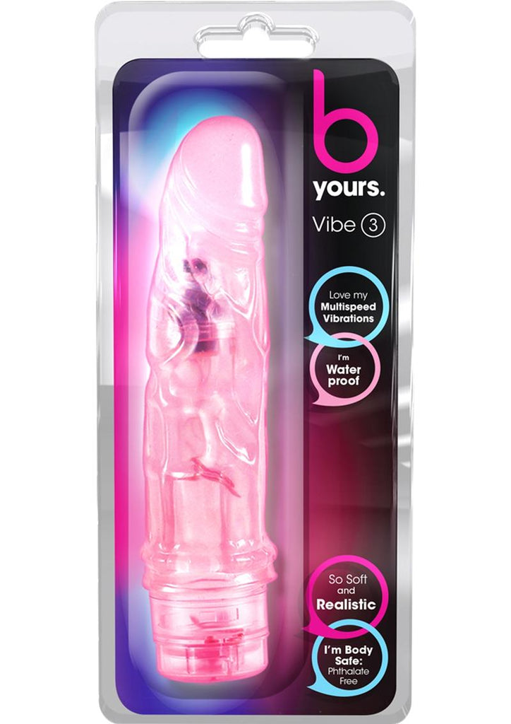 B Yours Vibe 3 Vibrating Dildo - Pink - 7.25in