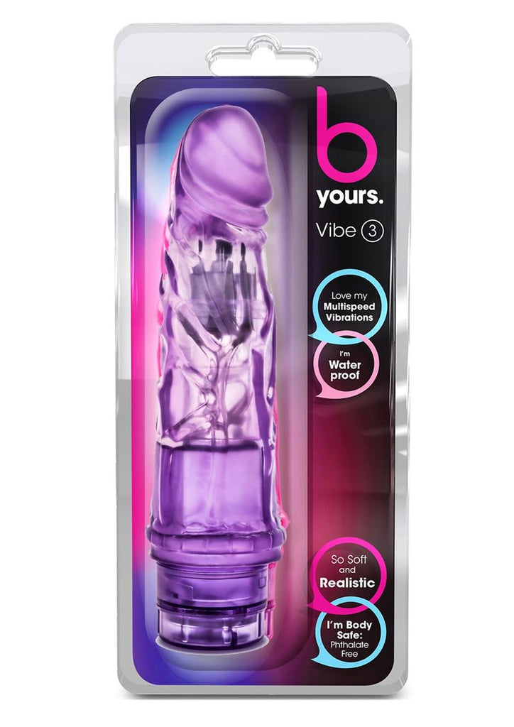 B Yours Vibe 3 Vibrating Dildo - Purple - 7.25in
