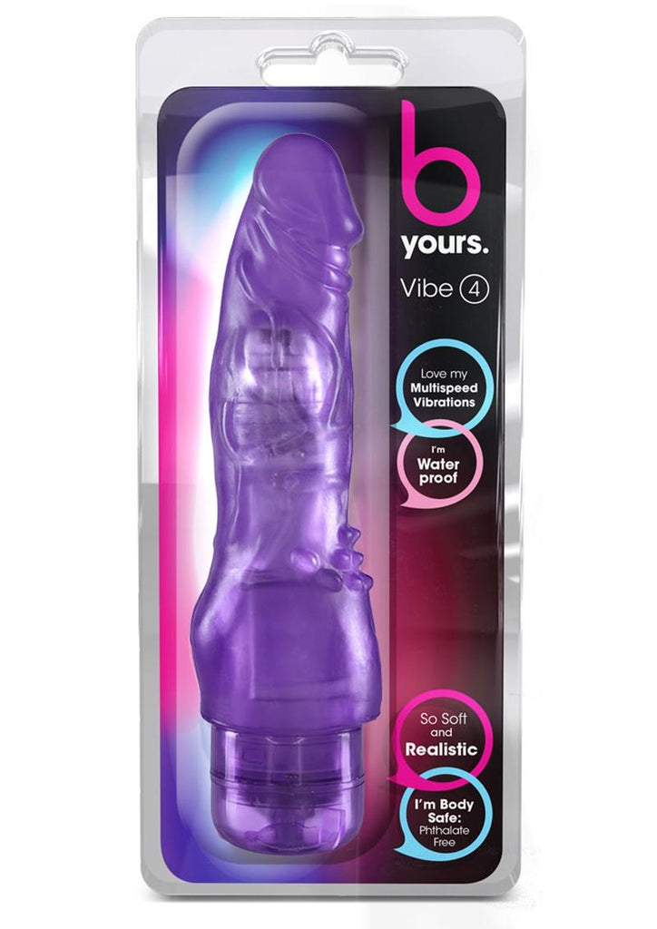 B Yours Vibe 4 Vibrating Dildo - Purple - 8in