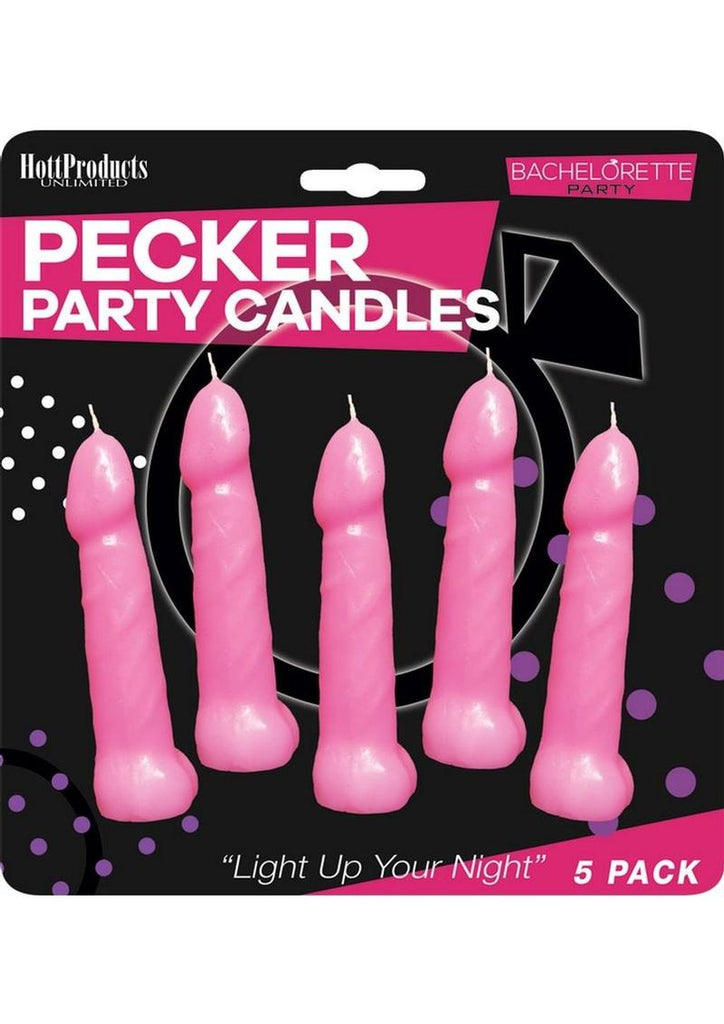 Bachelorette Party Pecker Party Candles - Pink - 5 Each Per Pack