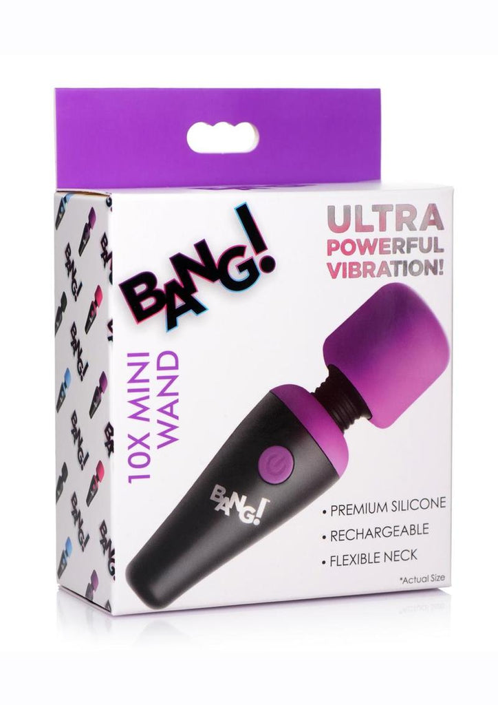 Bang! 10x Vibrating Mini Rechargeable Silicone Wand Massager - Purple