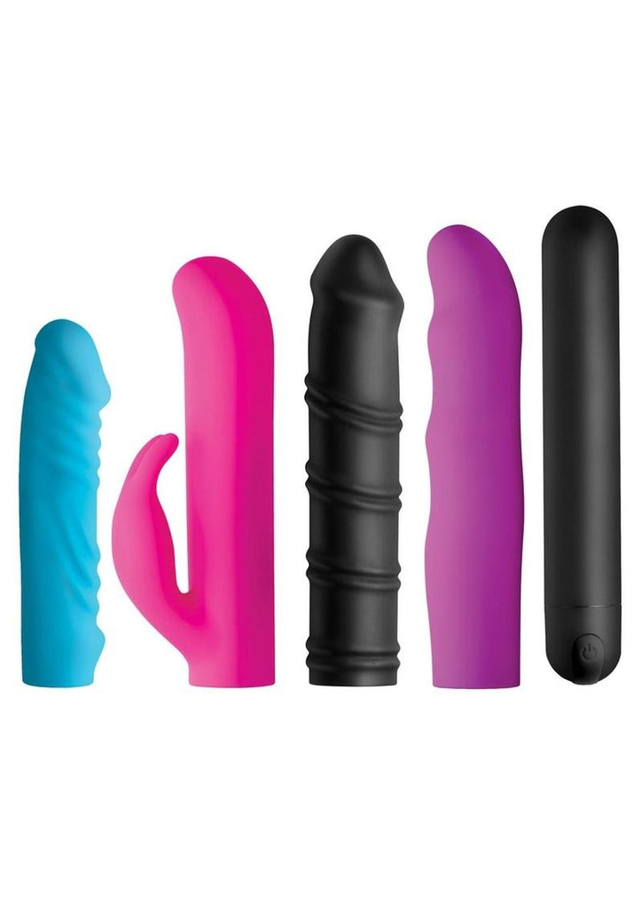 Bang! 4-In-1 XL Silicone Rechargeable Bullet Vibrator and Sleeve Kit - Multicolor