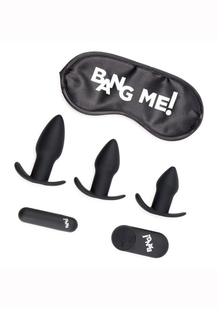 Bang! Backdoor Adventure Rechargeable Silicone Butt Plug Kit - Black - Set Of 5
