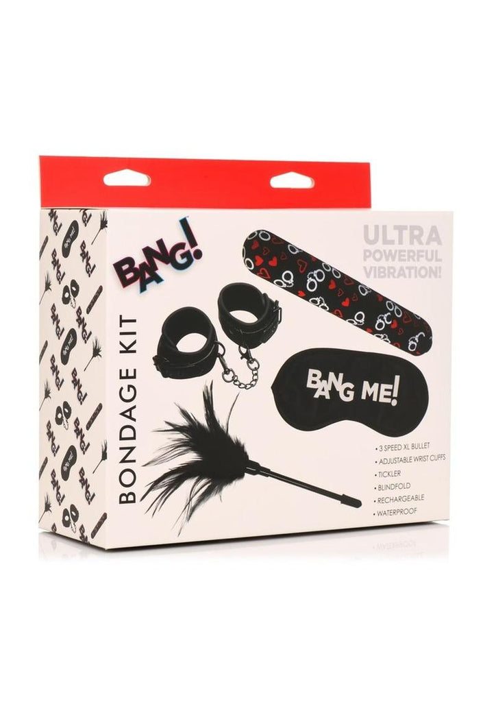 Bang! Bondage Kit - XL Bullet, Cuffs, Tickler, and Blindfold - Black