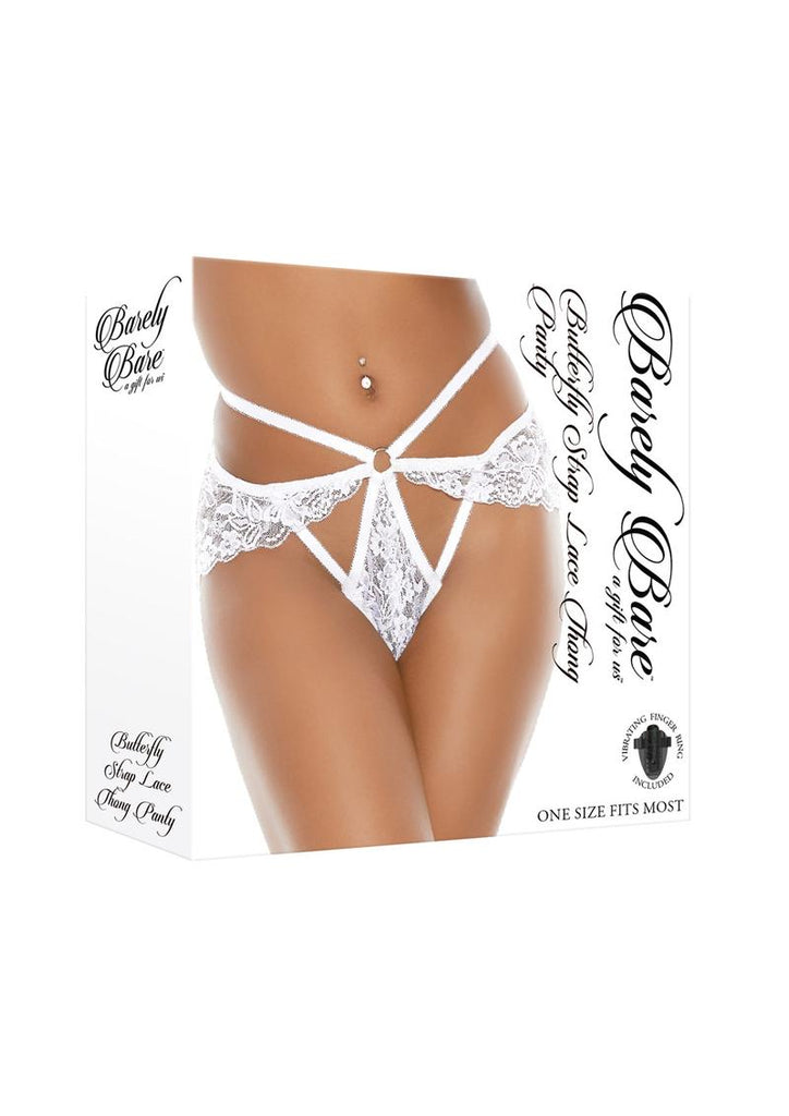 Barely Bare Butterfly Strap Lace Thong Panty - White - One Size