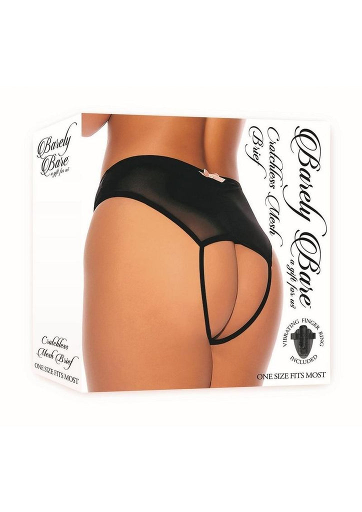 Barely Bare Crotchless Mesh Brief - Black - One Size