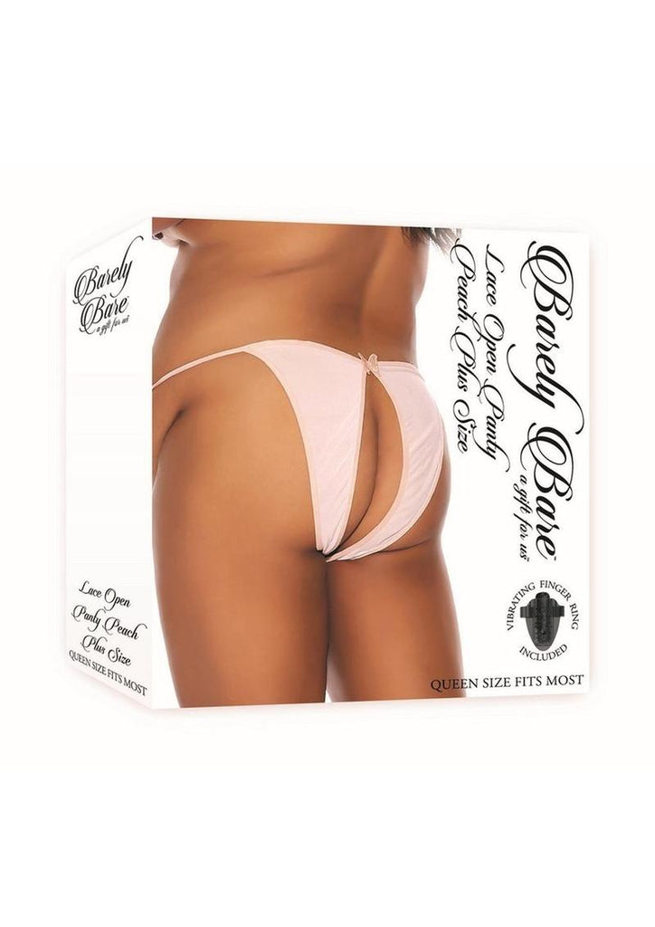 Barely Bare Lace Open Panty - Peach/Pink - Plus Size/Queen