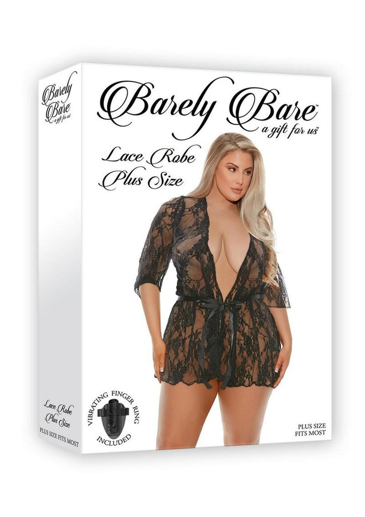 Barely Bare Lace Robe - Black - Plus Size/Queen
