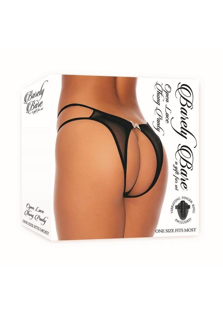 Barely Bare Open Lace Thong Panty - Black - One Size