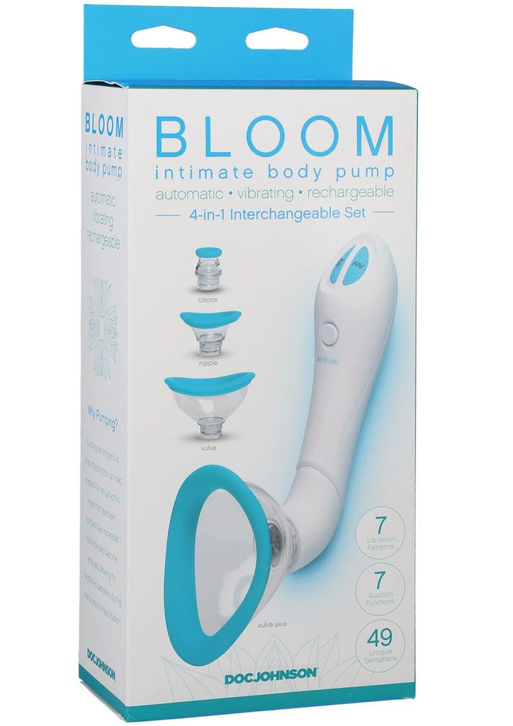 Bloom Intimate Body Pump Silicone Vibrating Rechargeable - Blue/Sky Blue/White