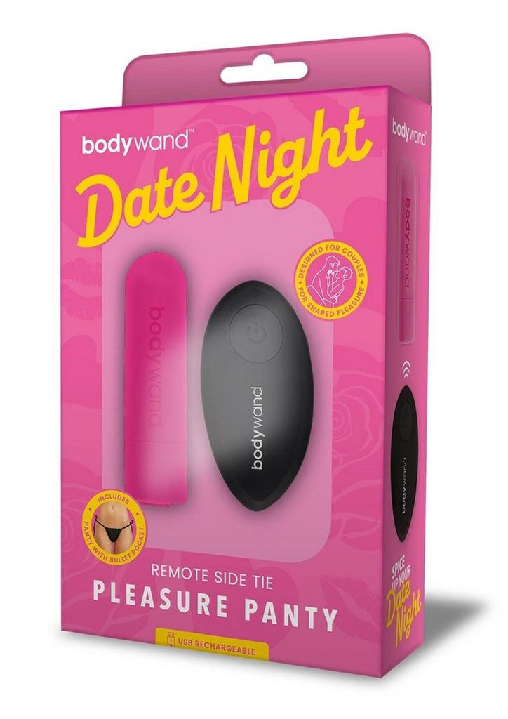 Bodywand Date Night Rechargeable Silicone Egg with Remote Control and Side-Tie Panty - Black/Pink