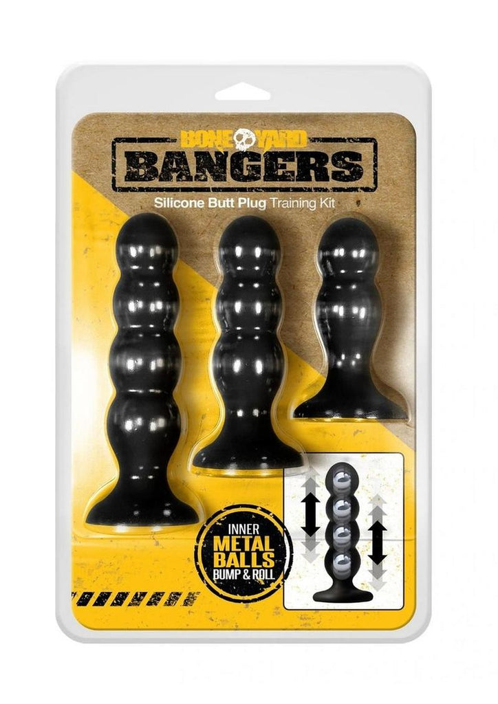 Boneyard Bangers Silicone Weighted Butt Plug Training Kit - Black - 3 Per Set