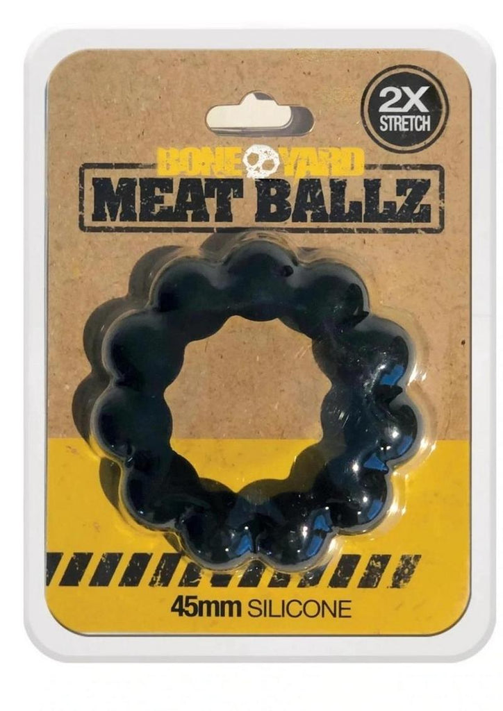 Boneyard Meat Ballz 2x Stretch Silicone Beaded Cock Ring - Black