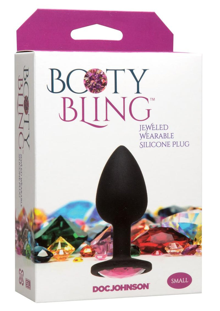 Booty Bling Jeweled Silicone Anal Plug - Pink - Small