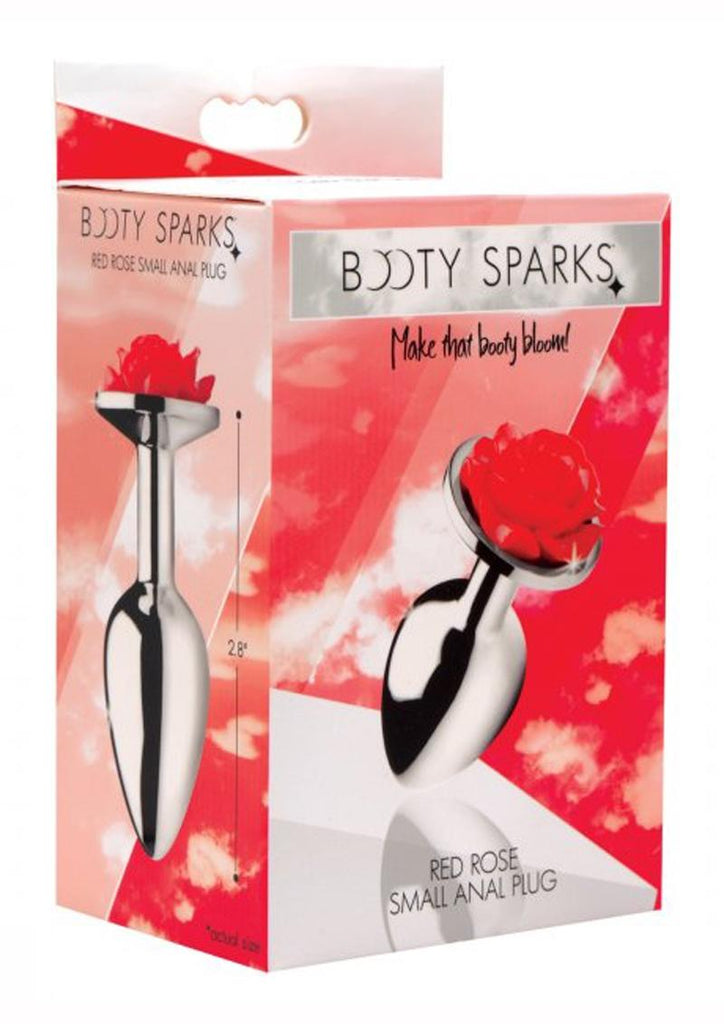 Booty Sparks Rose Anal Plug - Metal/Red - Large